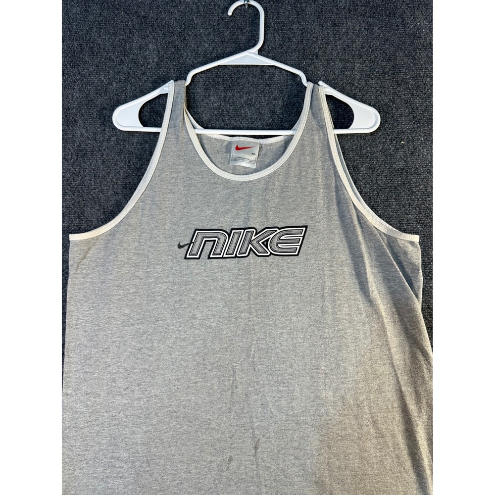 Vintage Nike Tank Top XL Gray Made in USA Retro Logo Sleeveless Shirt 90s Y2K